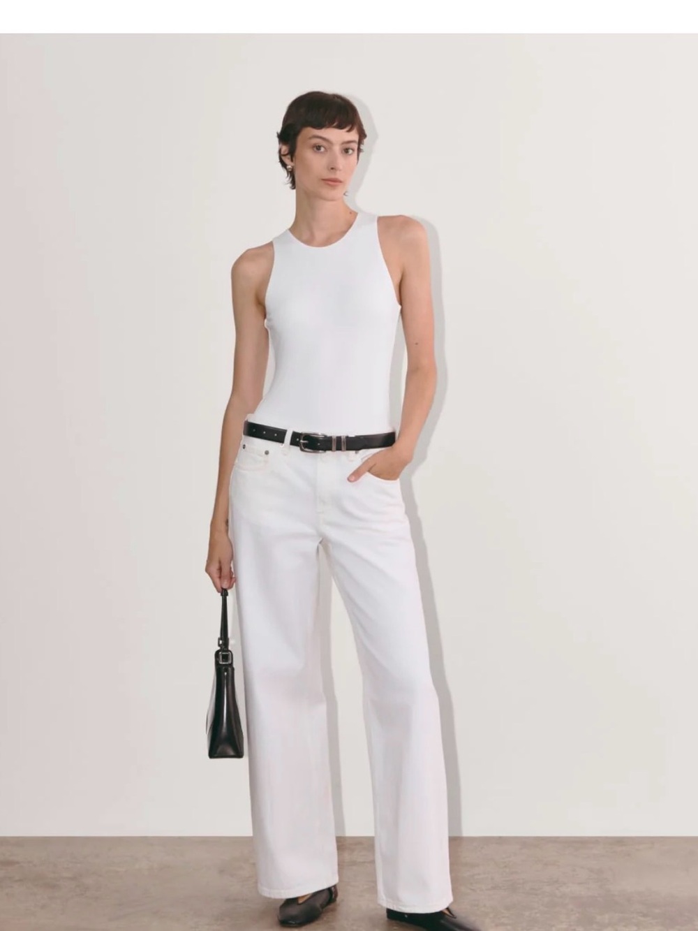 Everlane White Ribbed Crewneck Tank